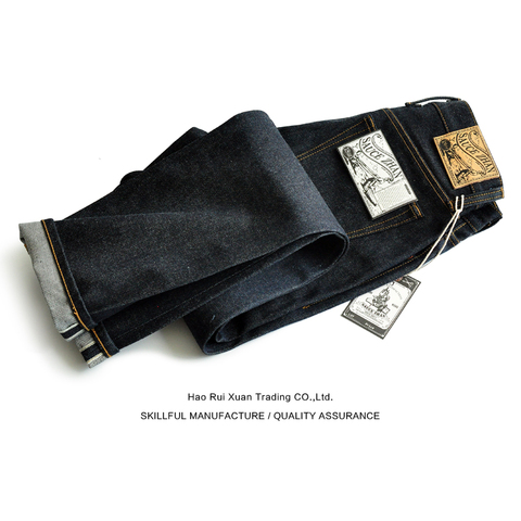 SauceZhan 315XX-18OZ Для мужчин джинсы для Для мужчин с коническим отверстием подходит джинсовый кромки необработанные джинсы синие джинсы толщиной... ► Фото 1/5