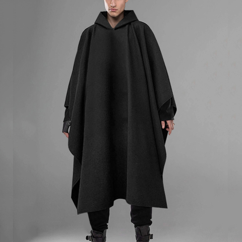INCERUN Fashion Men Cloak Coats Hooded Solid Poncho Loose 2022 Streetwear Punk Windproof Men Trench Winter Long Cape Jackets 5XL ► Фото 1/6