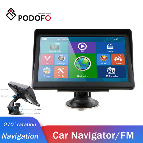 Podofo Автомобильный навигатор GPS навигация с бесплатными картами сенсорный экран 8 Гб ROM поддержка fm-радио MP3 MP4 расширение 32 ГБ Автомобильный н... ► Фото 1/6