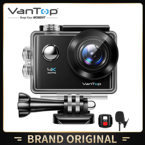 VanTop в настоящий момент D4UQ 4K экшн Камера 20MP Беспроводной спортивные Камера с EIS внешний микрофон сенсорный Экран Wi-Fi пульт для 170 ° Широкий формат ► Фото 1/6