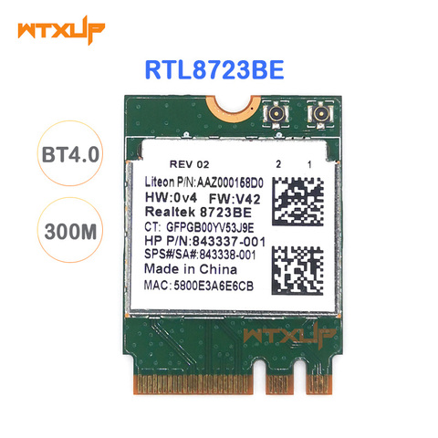 Беспроводной адаптер WTXUP для Realtek RTL8723BE, 802.11n, Wi-Fi карта, Bluetooth 4,0, NGFF карта SPS 843338-001, 300 Мбит/с ► Фото 1/3