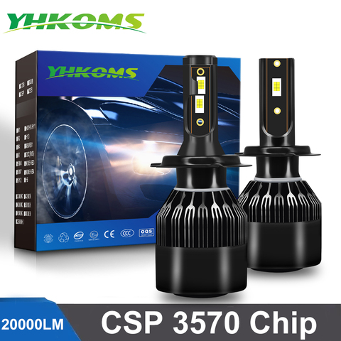 YHKOMS H4 светодиодный H7 светодиодный 20000LM H1 H8 H9 H11 9005 HB3 9006 HB4 9012 Автомобильный светодиодный светильник лампы Авто противотуманных фар автомобилей фары 6000K ► Фото 1/6