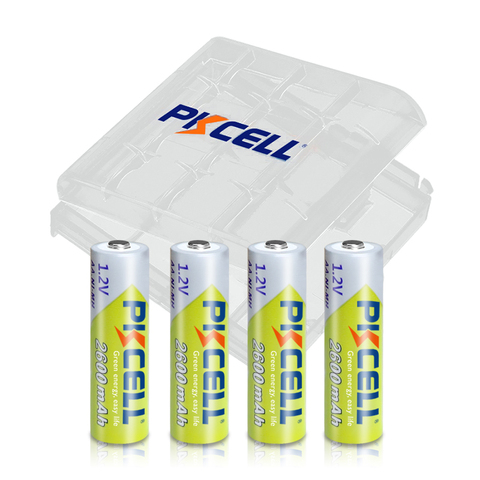 4 шт. x батарейки PKCELL AA Ni-MH аккумуляторные батареи 2600 мАч 1,2 в AA  2A Bateria Baterias с батареей AA чехол-коробка ► Фото 1/6