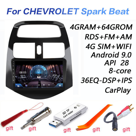 4G + 64G DSP 2 din Android 9,0 4G Автомобильный мультимедийный видео плеер для CHEVROLET Spark Beat Matiz Creative 2010-2014 Ravon，r2 WiFi BT ► Фото 1/6