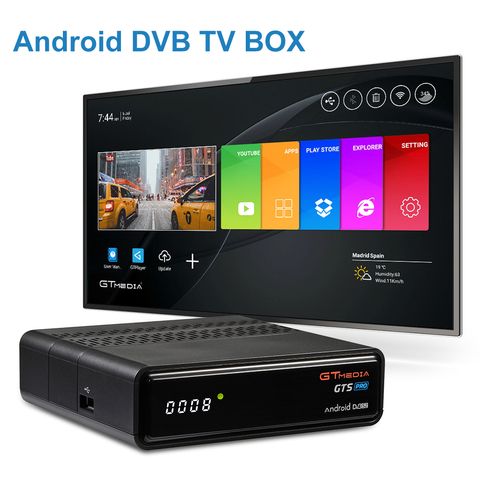 Смарт-GTmedia GTS pro Android 4K TV BOX + DVB-S2-цифра спутниковый телевизионный ресивер ДЕШИФРАТОР Amlogic S905D BT4.0 поддерживает M3U эмалированный около комплект компьютерной приставки к телевизору ► Фото 1/6