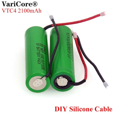 VariCore 100% оригинальный 3,6 V 18650 VTC4 2100mAh Высокий слив 30A перезаряжаемая батарея VC18650VTC4 + DIY силикагелевый кабель ► Фото 1/6