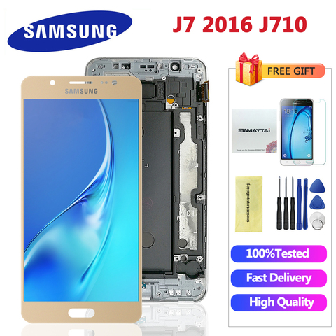 ЖК-дисплей для Samsung Galaxy J7 2016, J710, J710H, J710FN, J710F, J710M /DS, дигитайзер сенсорного экрана, корпус с возможностью регулировки ► Фото 1/6