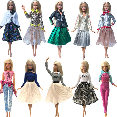 NK Лидер продаж, 1 х Кукольное платье, наряд для девочек, вечерние наряды ручной работы, топ, модная юбка для куклы Барби, детские игрушки, подарок для девочек G1 JJ ► Фото 1/6