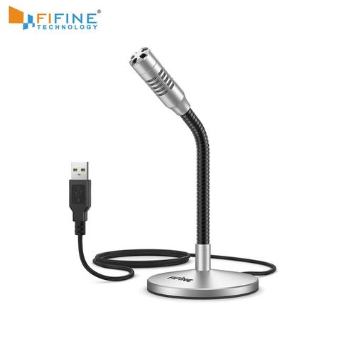 Мини-микрофон FIFINE с гусиной шеей, USB микрофон для компьютера, ноутбука, Plug & Play, идеально подходит для YouTube, игр, потокового вещания, Voiceover,Discord ... ► Фото 1/6