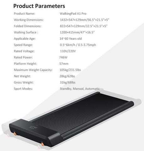 WalkingPad A1 Pro умная прогулочная машина, складная электрическая беговая дорожка, интеллектуальное управление скоростью, фитнес-пункт, домашний ... ► Фото 1/6