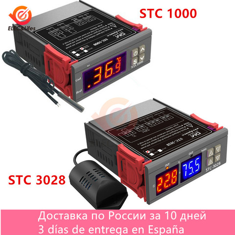 Цифровой регулятор температуры STC 1000 STC 3028, Φ терморегулятор, нагревательный охлаждающий DC 12 В AC 110 В 220 В ► Фото 1/6