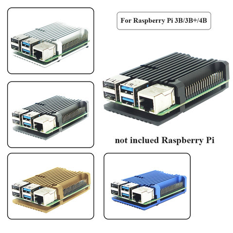 Чехол из алюминиевого сплава с ЧПУ для Raspberry Pi 4 Model B, металлический корпус с радиаторами, 5 цветов, для Raspberry Pi 4B ► Фото 1/6