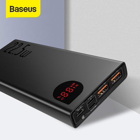 Baseus Мощность банка 20000 мА/ч, Портативный быстрой зарядки Мощность банк Тип USB C PD Быстрый Charge3.0 повербанк внешний Батарея Зарядное устройство ► Фото 1/6