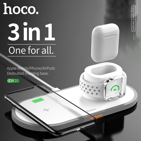 Беспроводное зарядное устройство HOCO 3 в 1 для iPhone 11 pro; X; XS Max; XR; Apple Watch 4; 3; 2; Airpods; Samsung S10 10Вт ► Фото 1/6