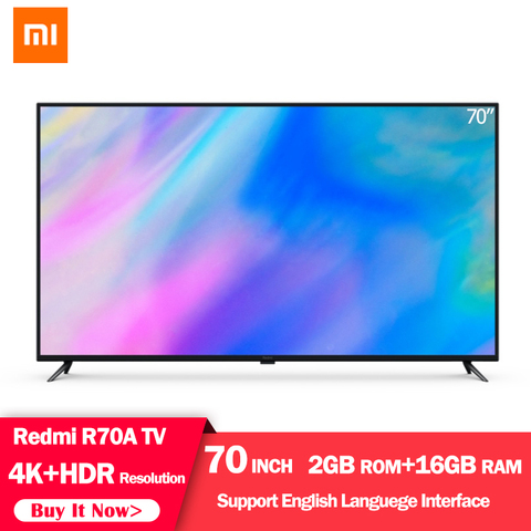 Оригинальный Xiaomi Redmi Smart TV 70 дюймов 4K HDR разрешение домашний кинотеатр телевидение 2 Гб + 16 Гб Поддержка Dolby аудио для дома и офиса ► Фото 1/6