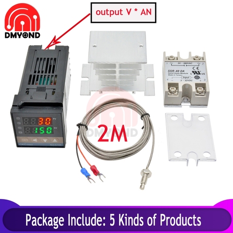Фоторегулятор температуры термостата с цифровым дисплеем, V * AN выход K Enter 40A SSR реле, зонд термопары 1 м, радиатор RKC ► Фото 1/6