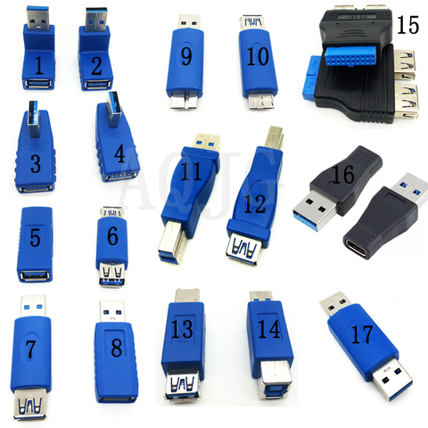 Адаптер USB 3,0 типа A в B или Micro или Mini и Male В гнездовой разъем, адаптеры USB male В гнездовой разъем 90 градусов ► Фото 1/1