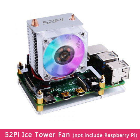52Pi оригинальный ледяной вентилятор для Raspberry Pi 4 Модель B Медный трубчатый охладитель с акриловым чехол для Raspberry Pi 4 ► Фото 1/6
