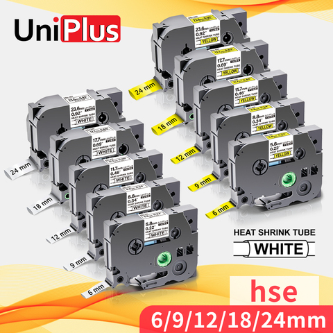 UniPlus совместимый Брат термоусадочная трубка этикетка лента hse-211 HSE 211 6 мм черный на белом промышленном ленточном принтере P Touch H110 ► Фото 1/6