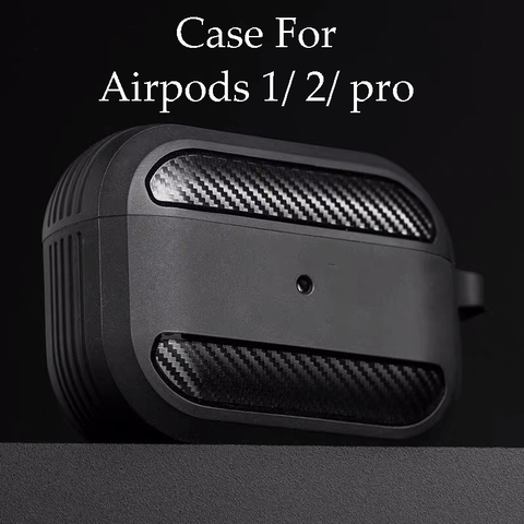 Чехол для Apple Airpods pro, чехол из углеродного волокна, аксессуары для наушников, беспроводная крышка Bluetooth для Airpods 2 3, чехол с крючком ► Фото 1/6