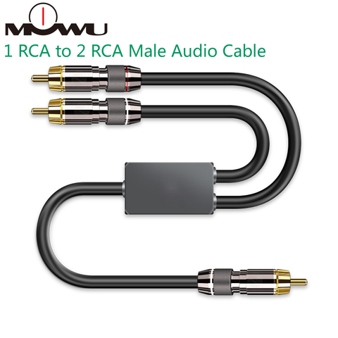 MOWU 1 RCA на 2 RCA мужской аудиокабель для усилителя сабвуфера, динамика, DVD ТВ, Система домашнего кинотеатра, сплиттер Y КАБЕЛЬ, шнуры 1 м 3 м 5 м ► Фото 1/6