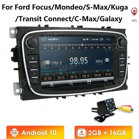 Автомагнитола на Android 10, мультимедийный DVD-плеер с GPS, 7 дюймов, для Ford/Focus/S-Max/Mondeo, 9/GalaxyC-Max, типоразмер 2 Din, без dvd ► Фото 1/6