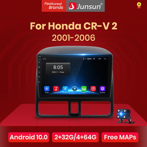 Автомагнитола Junsun V1 для Honda, мультимедийный видеоплеер на Android 10,0, DSP, GPS, dvd, для Honda CRV 2 2001-2006, 2 din ► Фото 1/6