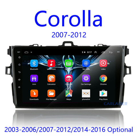 Автомагнитола 2 DIN, с Android 8.1, мультимедийный плейер для Toyota Corolla E140/150 2007, 2008, 2009, 2010, 2011, 2012, 2013, 2014, 2015, 2016 ► Фото 1/6