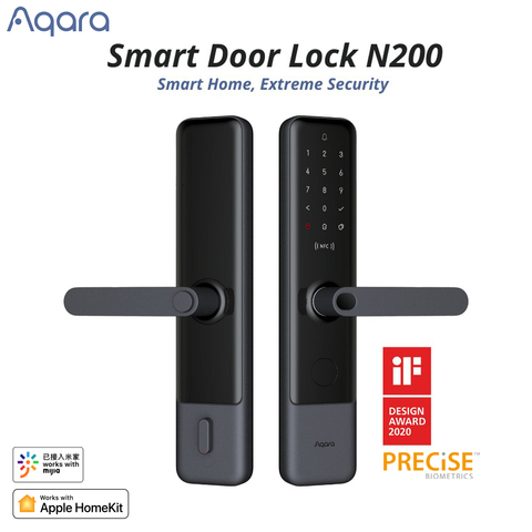 Дверной замок Aqara Smart N200, сканер отпечатков пальцев, Bluetooth, пароль NFC, разблокировка, работает с Mijia Apple HomeKit, умная связь с дверным звонком ► Фото 1/6