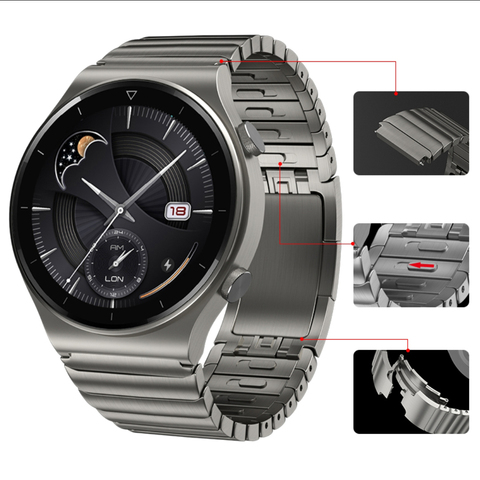 Ремешок титановый серый для Huawei Watch GT2 Pro, браслет из нержавеющей стали для часов 46 мм, 22 мм ► Фото 1/6