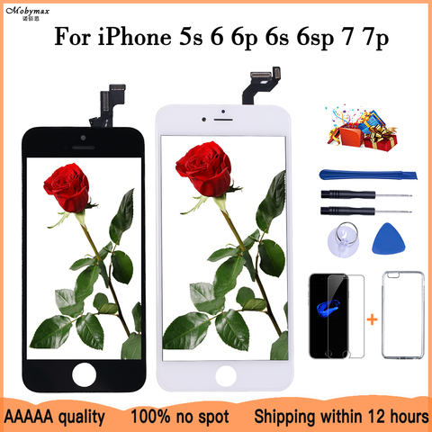 ЖК-дисплей для iPhone 6 5 5c 5s SE 7 8 Plus; 4 4S 6S (закаленное стекло + инструменты + чехол) ► Фото 1/6