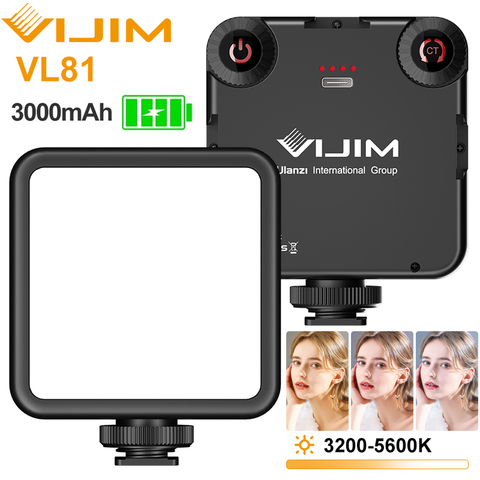 VIJIM VL81 3200k-5600K 850LM 6,5 W бесступенчатый светодиодный светильник для видеосъемки с холодным башмаком мини Vlog заполняющий Светильник 3000mAh батарея... ► Фото 1/6