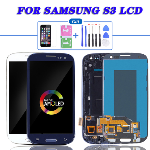 ЖК-дисплей Super AMOLED для SAMSUNG Galaxy S3, сенсорный экран с рамкой i9300 i9305 для SAMSUNG S3, ЖК-дисплей i747 i535 T999 ► Фото 1/5