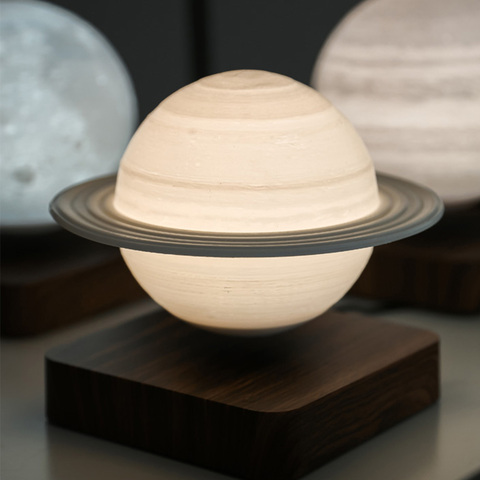 Креативная 3D Магнитная левитационная Лунная лампа, ночсветильник Saturn, вращающаяся светодиодная луна, плавающая лампа, украшение для дома, г... ► Фото 1/6