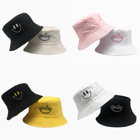 SMILE Bucket Hat Двусторонняя Панама со смайликом унисекс модная кепка с Бобом хип-хоп Gorro мужская летняя кепка ► Фото 1/5