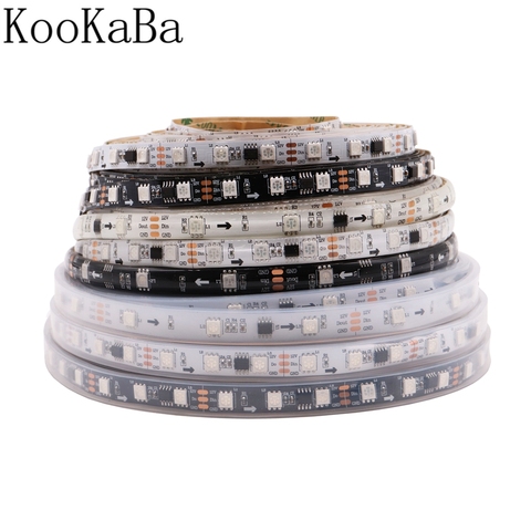 WS2811 30/48/60 пикселей/светодиоды/m 5050SMD RGB умная Пиксельная светодиодная полоса, Адресуемая WS2811IC черная/белая печатная плата 12 В постоянного ток... ► Фото 1/6