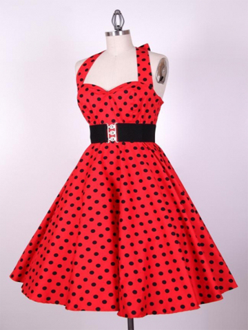 Распродажа Bestdress Ретро винтажный Стиль 50s качели горошек Холтер Pinup рокабилли платья ► Фото 1/1