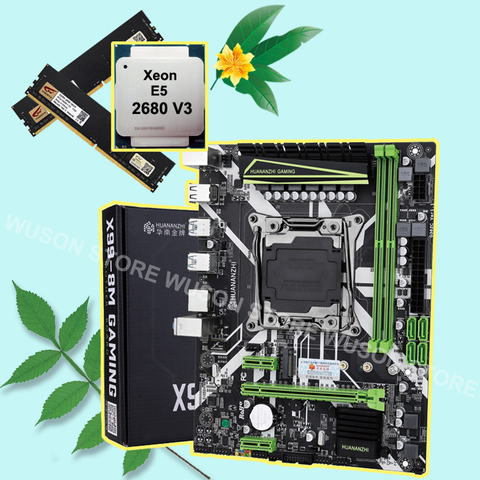HUANANZHI X99 LGA2011-3 материнская плата со скидкой материнская плата с M.2 NVMe слотом CPU Xeon E5 2680 V3 RAM 32G (2*16G) DDR4 2400 ► Фото 1/6