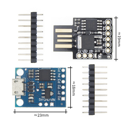 Плата разработки Digispark Kickstarter Micro ATTINY85, синий/черный модуль для Arduino IIC I2C USB, 1 шт. ► Фото 1/6
