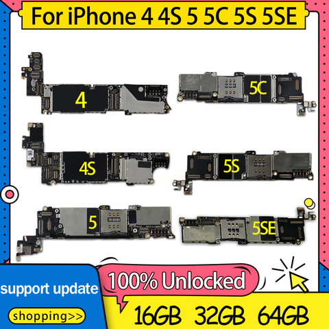 Материнская плата для iPhone 4, разблокированная материнская плата 8 ГБ, 16 ГБ, 32 ГБ, 64 ГБ для iPhone 4, телефон 5, 5C, системная плата 100% с полными чипами, логическая плата IOS ► Фото 1/1