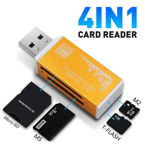 Многофункциональный USB 2,0 Micro-SD/TF/CT/MS/SDHC/MMC адаптер для чтения карт памяти ► Фото 1/6