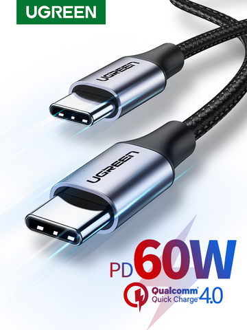 Ugreen USB C к USB Type C для Samsung S20 PD 60 Вт кабель для MacBook Pro iPad Pro2022 Быстрая зарядка 4,0 USB-C Быстрая зарядка USB шнур ► Фото 1/6