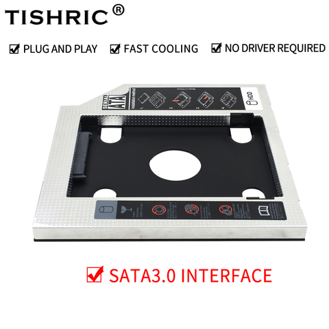 TISHRIC 9,5 мм 12,7 мм алюминиевый переходник для установки второго жесткого диска SATA 3,0 дюйма, корпус для твердотельного диска, чехол для жесткого диска ноутбука, DVD/CD-ROM ► Фото 1/6