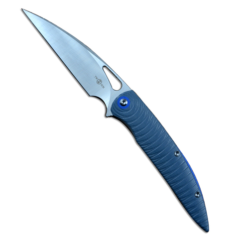 Карманный складной нож Twosun TS116 14C28N с атласным лезвием, голубой, G10 ► Фото 1/6