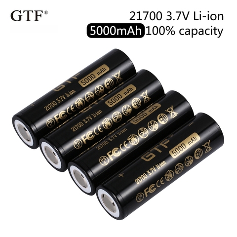 GTF 21700 3,7 В 5000 мАч реальная емкость литий-ионная аккумуляторная батарея для фонарика, электронные автомобильные аккумуляторы с плоской голов... ► Фото 1/6