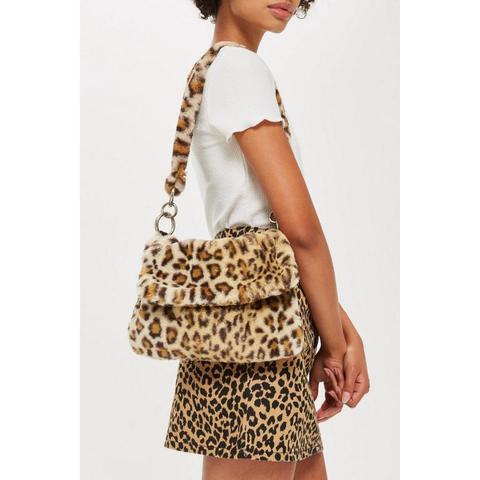 Женская меховая сумка с леопардовым принтом, теплая зимняя сумка через плечо, вместительный клатч от известного бренда, 2022 ► Фото 1/6