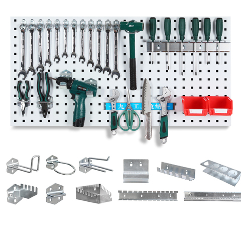 Настенная доска с отверстиями, крючок, металлическая деталь, ящик для инструментов, подвесная доска, хранение инструментов, угловая шлифовальная машина, Органайзер ► Фото 1/6