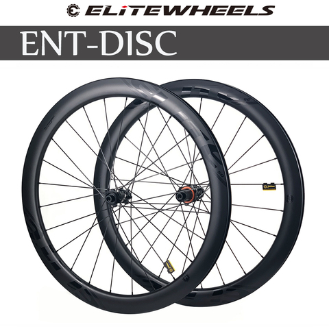 ELITEWHEELS Углеродные колеса дисковый тормоз 700c дорожный велосипед Wheelset ENT качественный углеродный обод с центральным замком или 6-болт для езды на велосипеде ► Фото 1/5