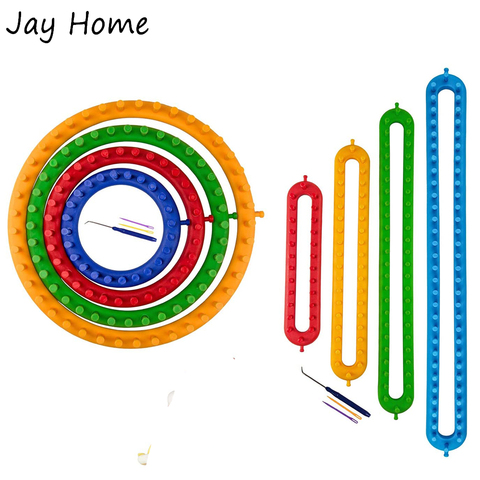 Набор ткацкого станка для вязания, прямоугольный и круглый набор «сделай сам» для шарфа, шляпы, швейные инструменты, 4 размера ► Фото 1/6