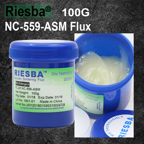 Riesba NC-559-ASM Flux paste Бессвинцовая паяльная паста, паяльный флюс 100 г ► Фото 1/4